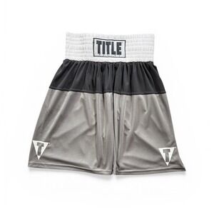 Title Boxing Men's SZ Medium Fight MMA Boxer Trunks UFC Gray Black & White -1633